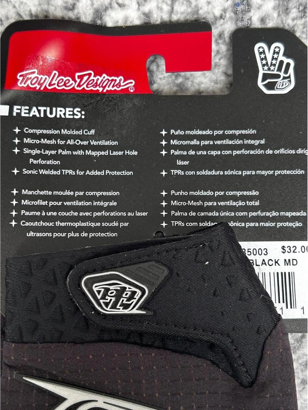 Troy Lee Designs Air Gloves Gray/Black Lightweight Size Medium Adult NEW - Picture 3 of 4